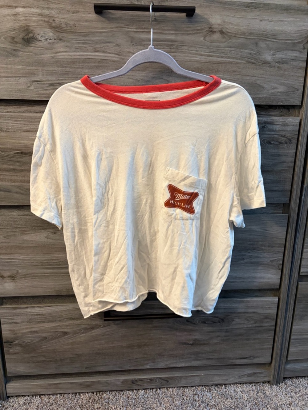 American Eagle Outfitters White Tee with Red Trim
